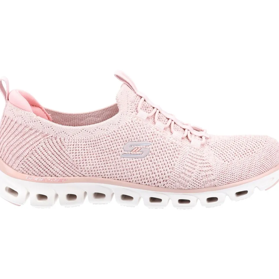 Women's Wide Fit Skechers 104198 Glide Step Grand Flash Trainers - Rose