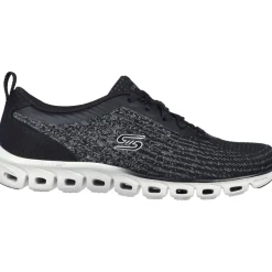 Women's Wide Fit Skechers 104325 Glide-Step Head Start Trainers - Black