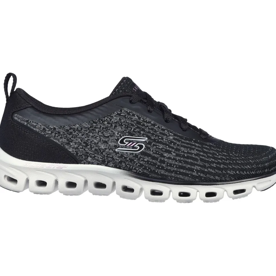 Women's Wide Fit Skechers 104325 Glide-Step Head Start Trainers - Black