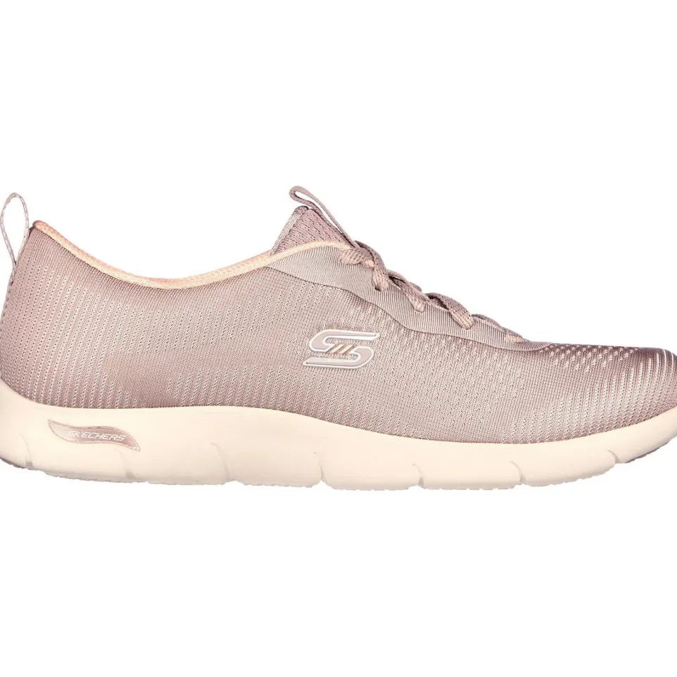 Women's Wide Fit Skechers 104390 Arch Fit Refine Classy Doll Trainers - Dark Taupe