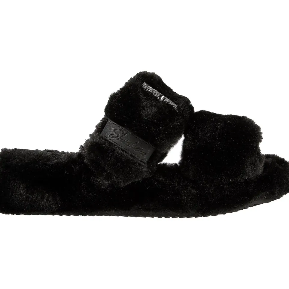 Women's Wide Fit Skechers 167238 Cozy Wedge Slippers