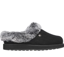 Womens Wide Fit Skechers Keepsakes Ice Angel Mule Slippers - Black