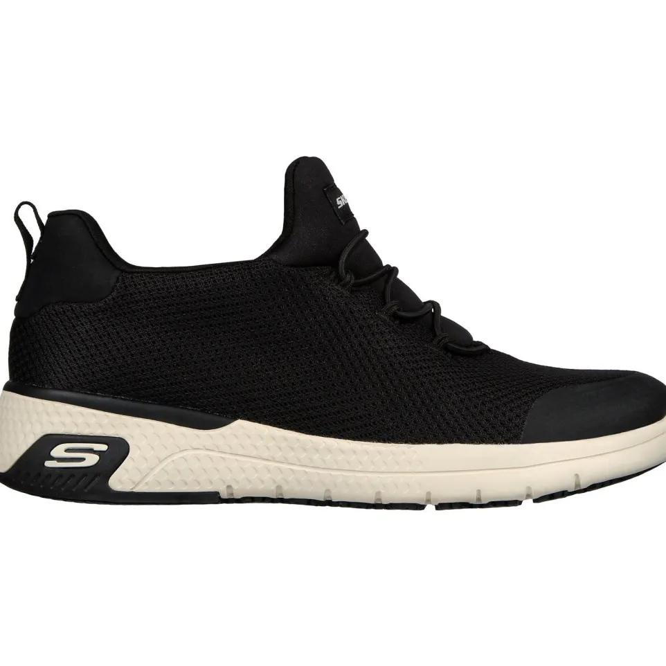 Women's Wide Fit Skechers 77281EC Marsing Waiola SR Safety Trainers - Black/White
