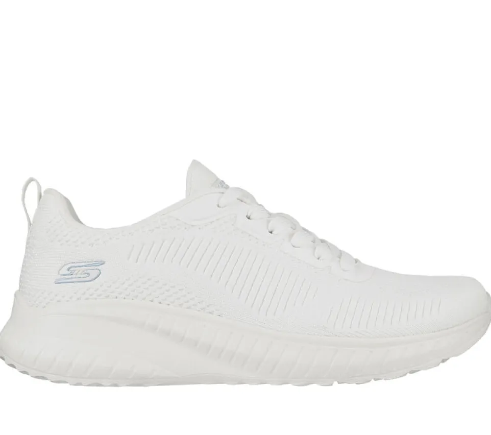 Womens Wide Fit Skechers Bobs Squad Chaos Face Off 117209 Vegan Trainers - Off White