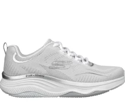 Women's Wide Fit Skechers 149837 D'lux Fitness Pure Glam Trainers
