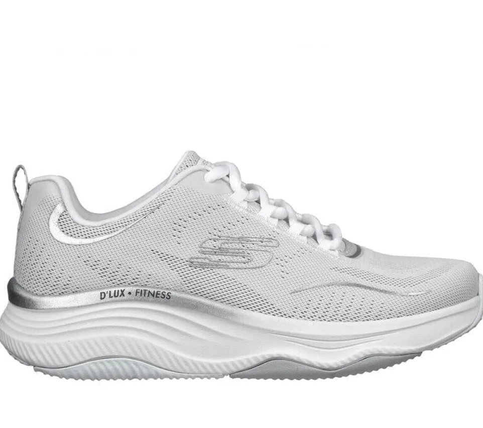 Women's Wide Fit Skechers 149837 D'lux Fitness Pure Glam Trainers