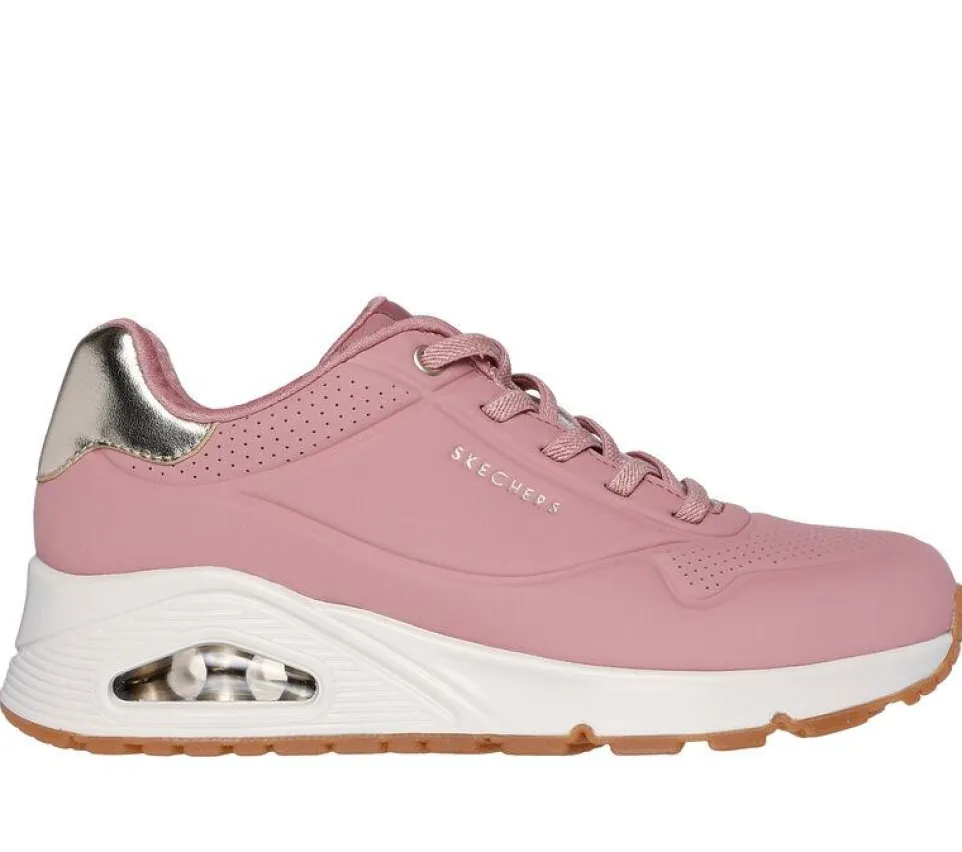 Women's Wide Fit Skechers 155196 Uno Shimmer Away Trainers