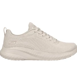 Womens Wide Fit Skechers Bobs Squad Chaos Face Off 117209 Vegan Trainers - Nude/Natural
