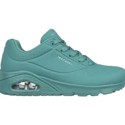 Women's Wide Fit Skechers 73690 Uno Stand On Air Sports Trainers - Teal