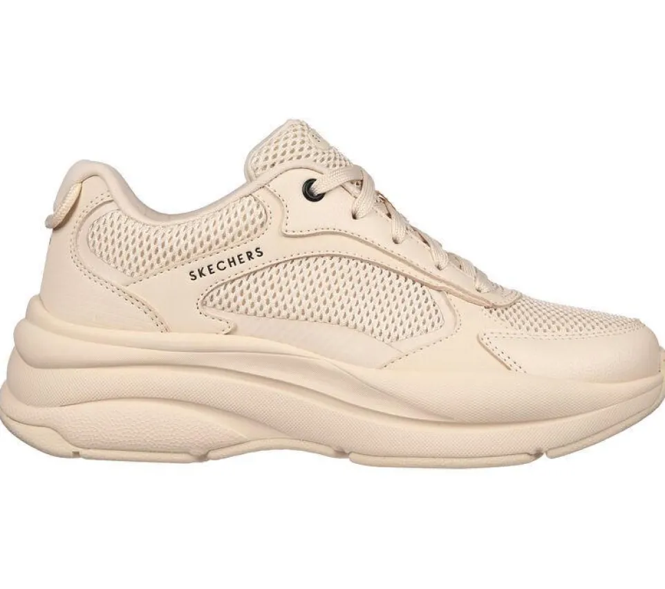 Women's Wide Fit Skechers 177402 Street Twisterz Lighten Up Trainers - Sand