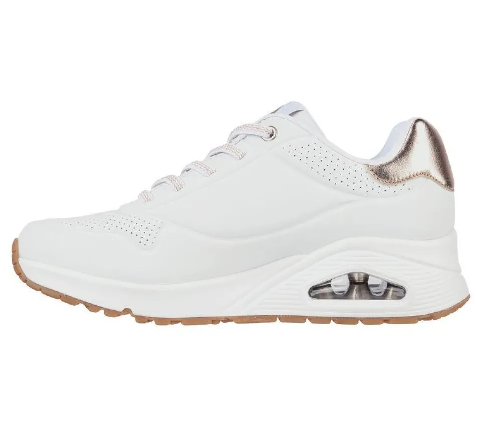 Women's Wide Fit Skechers 155196 Uno Shimmer Away Trainers