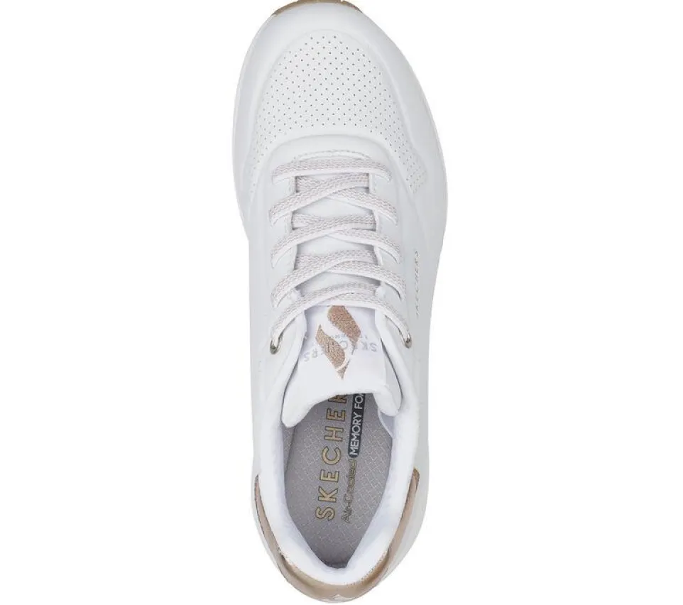 Women's Wide Fit Skechers 155196 Uno Shimmer Away Trainers