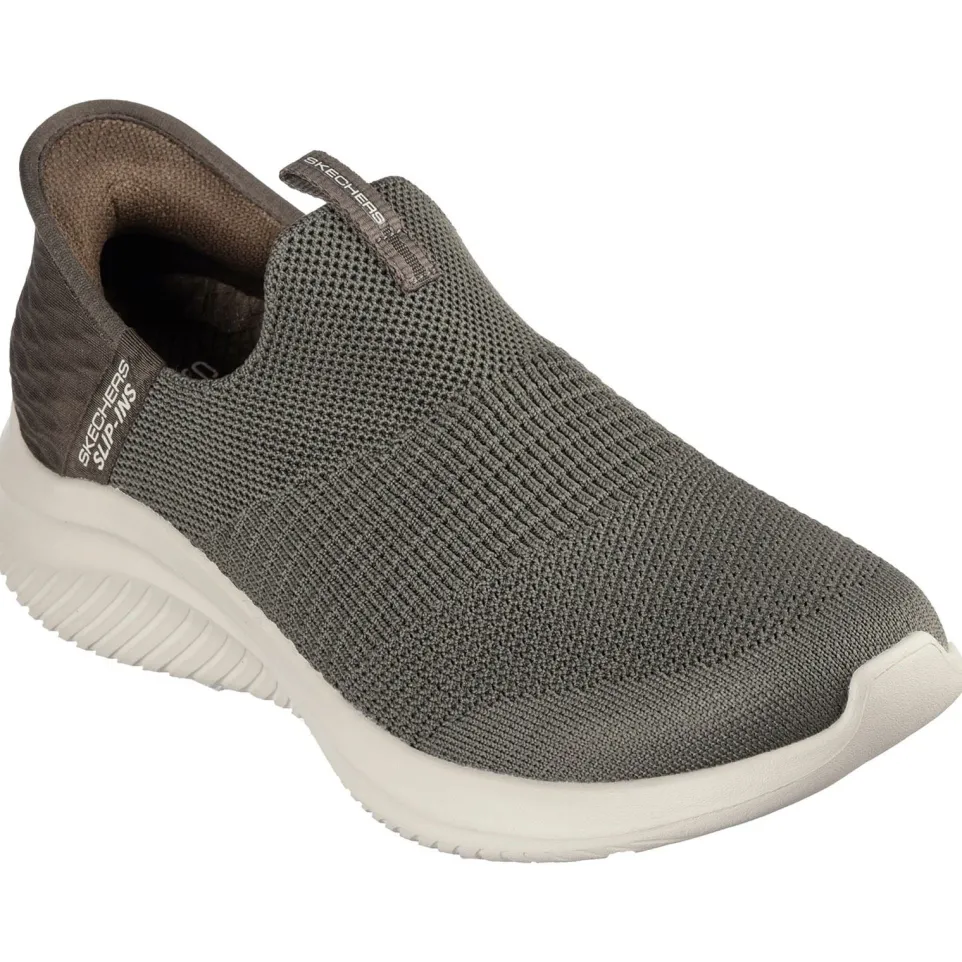 Women's Wide Fit Skechers 149708 Slip-ins Ultra Flex 3.0 Cozy Streak Trainers - Olive