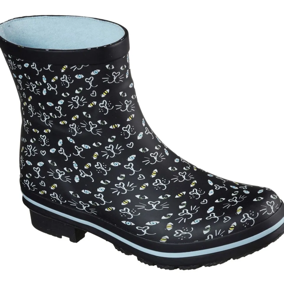 Women's Wide Fit Skechers 113158 Bobs Rain Check Misty Eye Wellie Trainers