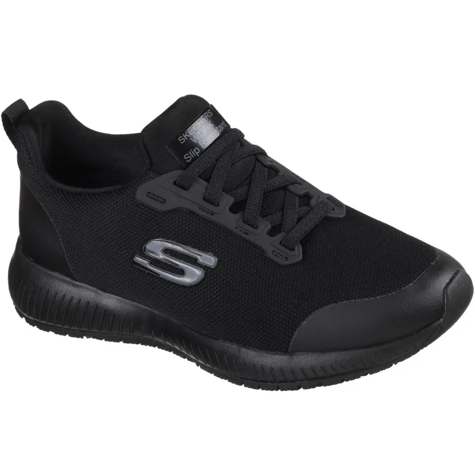 Women's Wide Fit Skechers 77222EC Squad SR Occupational Trainers - Black