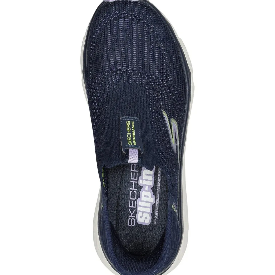 Women's Wide Fit Skechers 128571 Max Cushioning Smooth Trainers - Navy/Lavender
