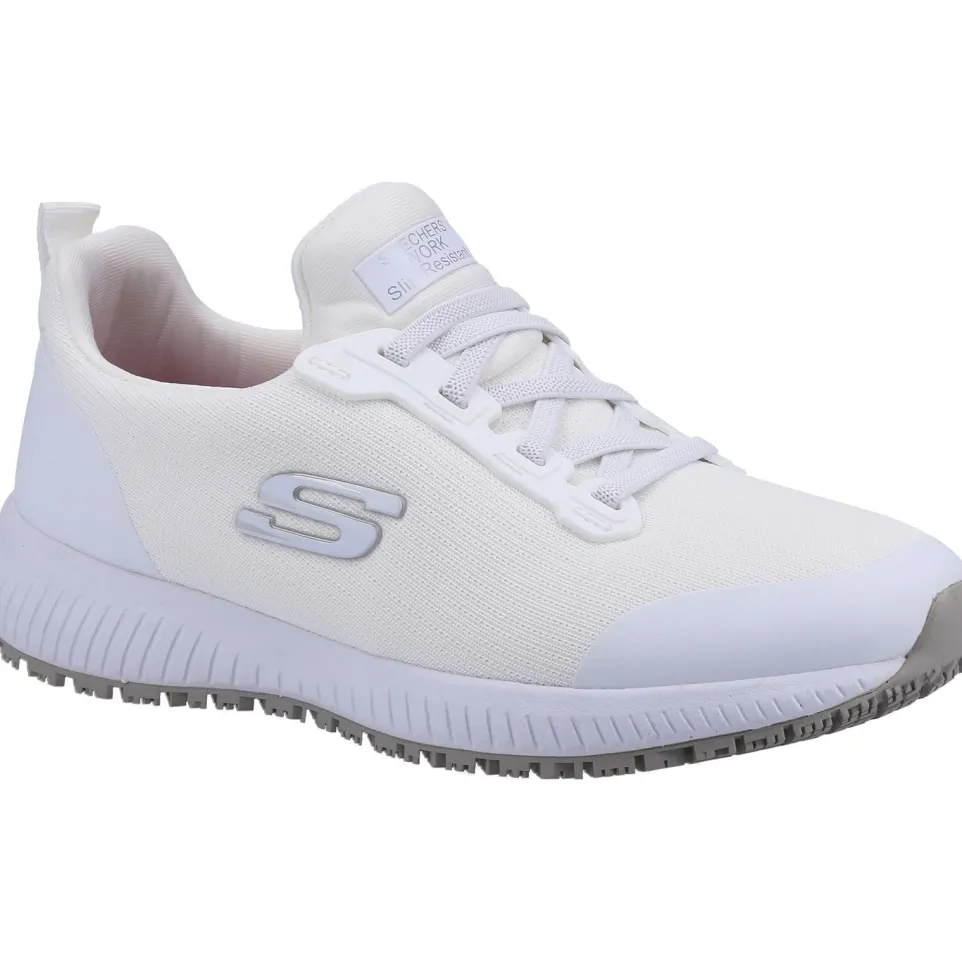 Women's Wide Fit Skechers 77222EC Squad SR Occupational Trainers