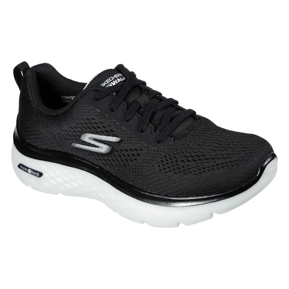 Women's Wide Fit Skechers 124578 GO walk Hyper Burst Trainers - Black/White