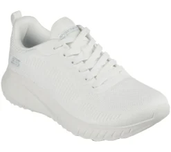 Womens Wide Fit Skechers Bobs Squad Chaos Face Off 117209 Vegan Trainers - Off White