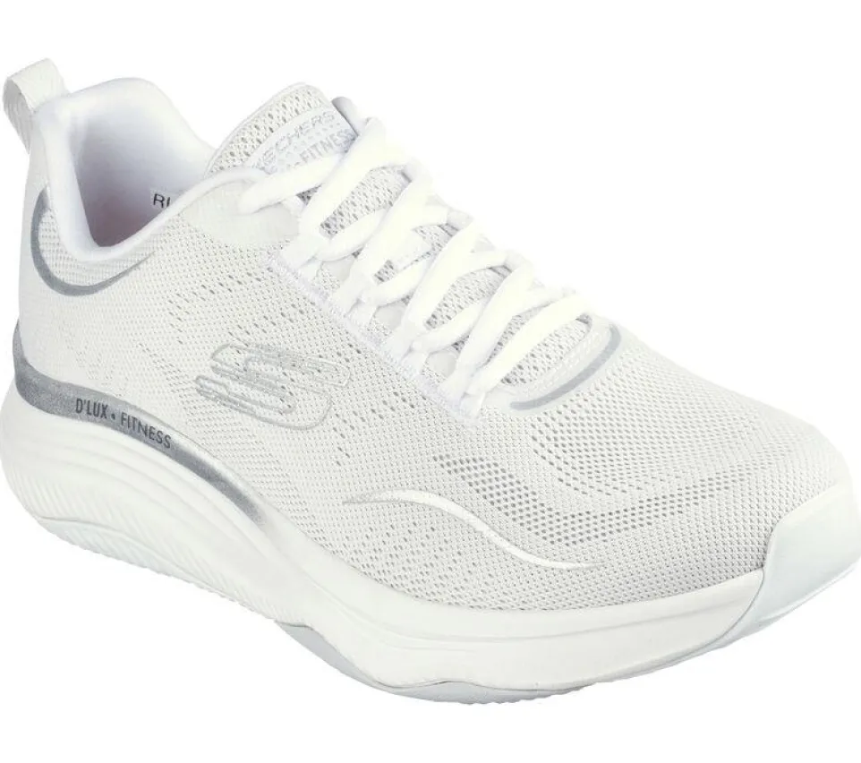 Women's Wide Fit Skechers 149837 D'lux Fitness Pure Glam Trainers