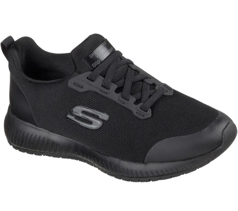 Women's Wide Fit Skechers Squad Sr 77222 Walking Work Shoes
