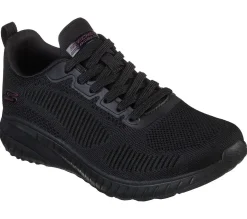 Womens Wide Fit Skechers Bobs Squad Chaos Face Off 117209 Vegan Trainers - Black