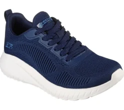 Womens Wide Fit Skechers Bobs Squad Chaos Face Off 117209 Vegan Trainers - Navy