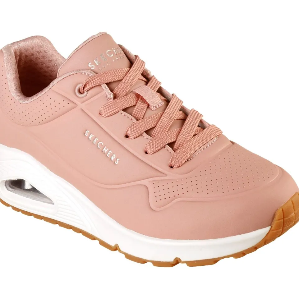 Women's Wide Fit Skechers 73690 Uno Stand On Air Sports Trainers - Blush