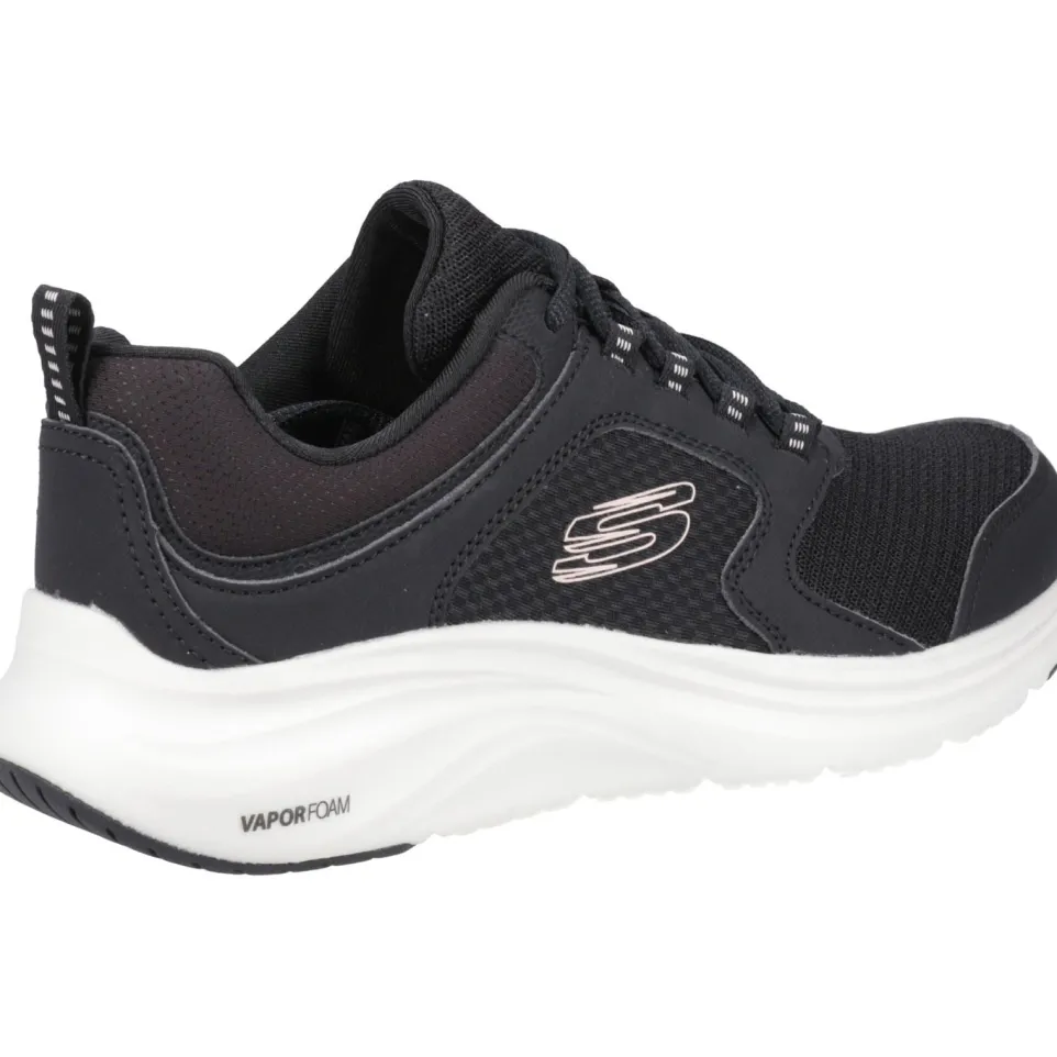 Women's Wide Fit Skechers 150023 Vapor Foam Trainers - Black/Pink