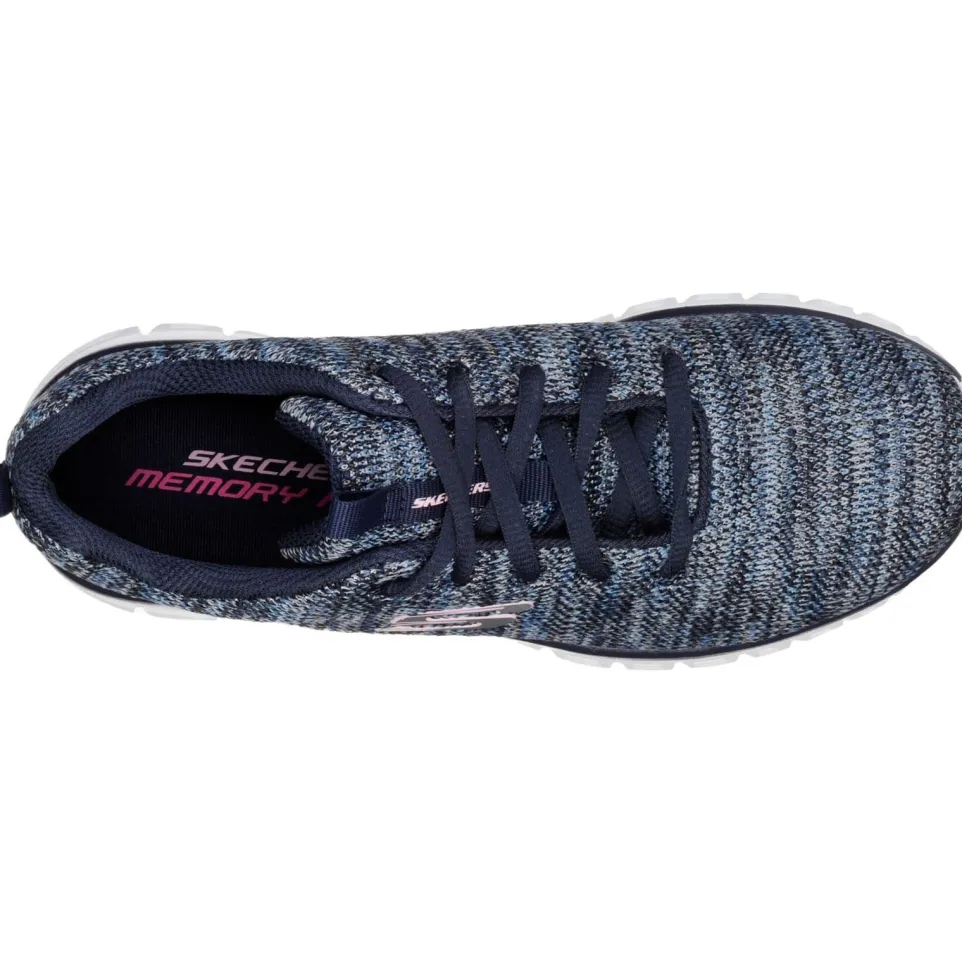 Women's Wide Fit Skechers 12615 Graceful Get Connected Sports Trainers - Navy/Blue