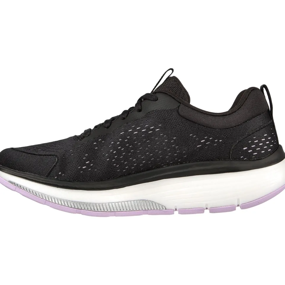 Women's Wide Fit Skechers 124933 Go Walk Workout Walker Trainers - Black/Lavender