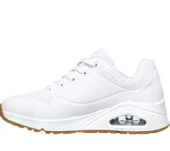 Women's Wide Fit Skechers 73690W Uno Stand On Air Walking Trainers - White