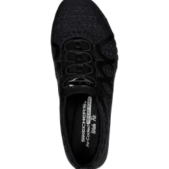 Women's Wide Fit Skechers 100301 Relaxed Fit Breathe Easy Infi Knity Trainers - Black