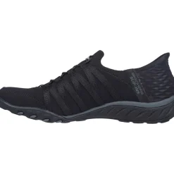 Women's Wide Fit Skechers 100593 Breathe Easy Roll With Me Trainers - Black