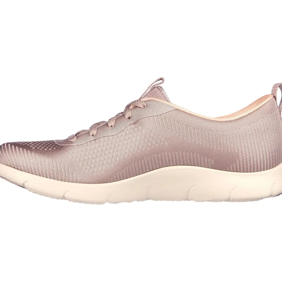 Women's Wide Fit Skechers 104390 Arch Fit Refine Classy Doll Trainers - Dark Taupe