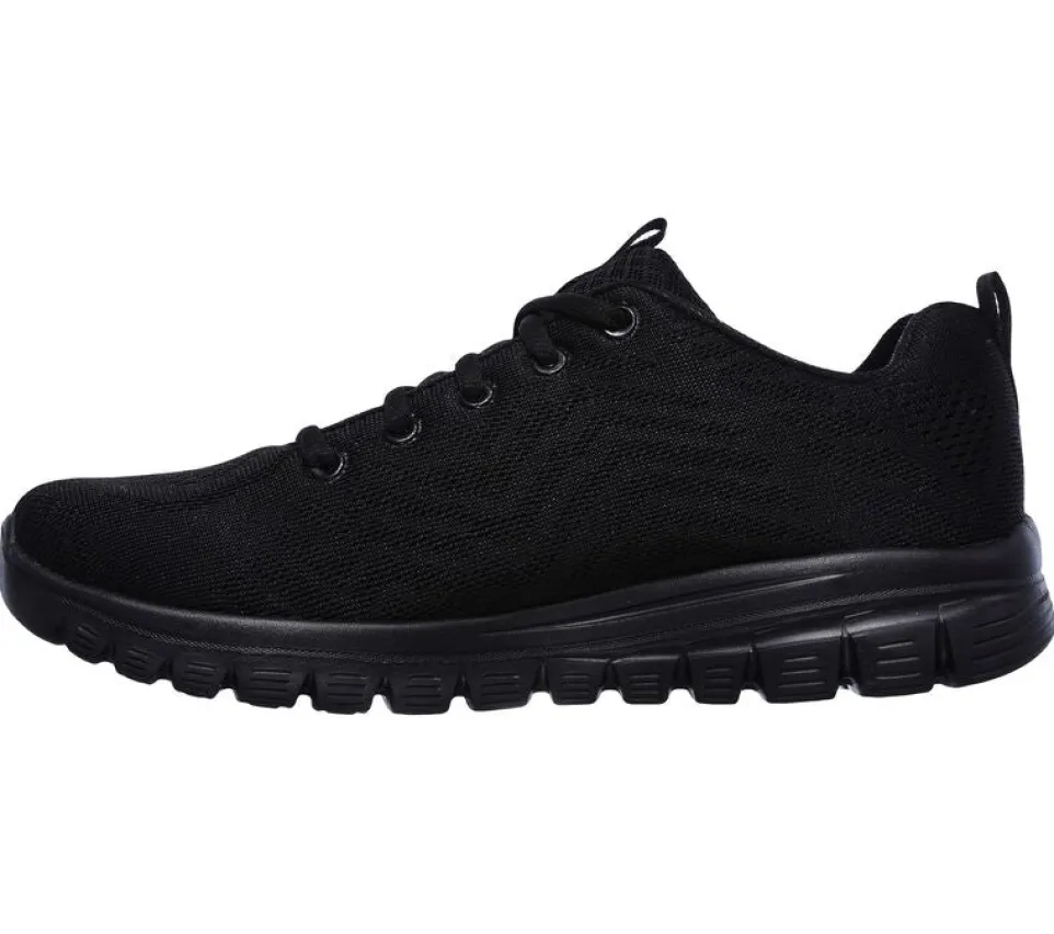 Womens Wide Fit Skechers 12615 Walking Trainers - Black
