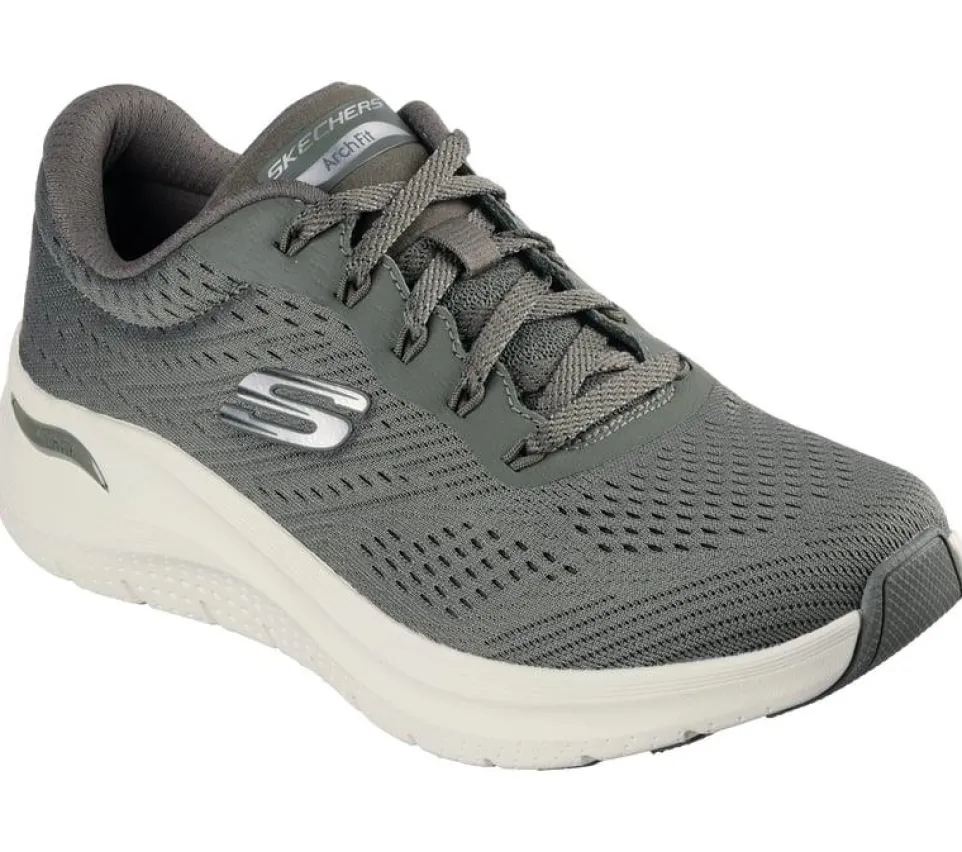 Women's Wide Fit Skechers 150051 Arch Fit 2.0 Big League Trainers - Olive
