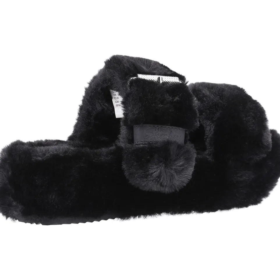 Women's Wide Fit Skechers 167238 Cozy Wedge Slippers