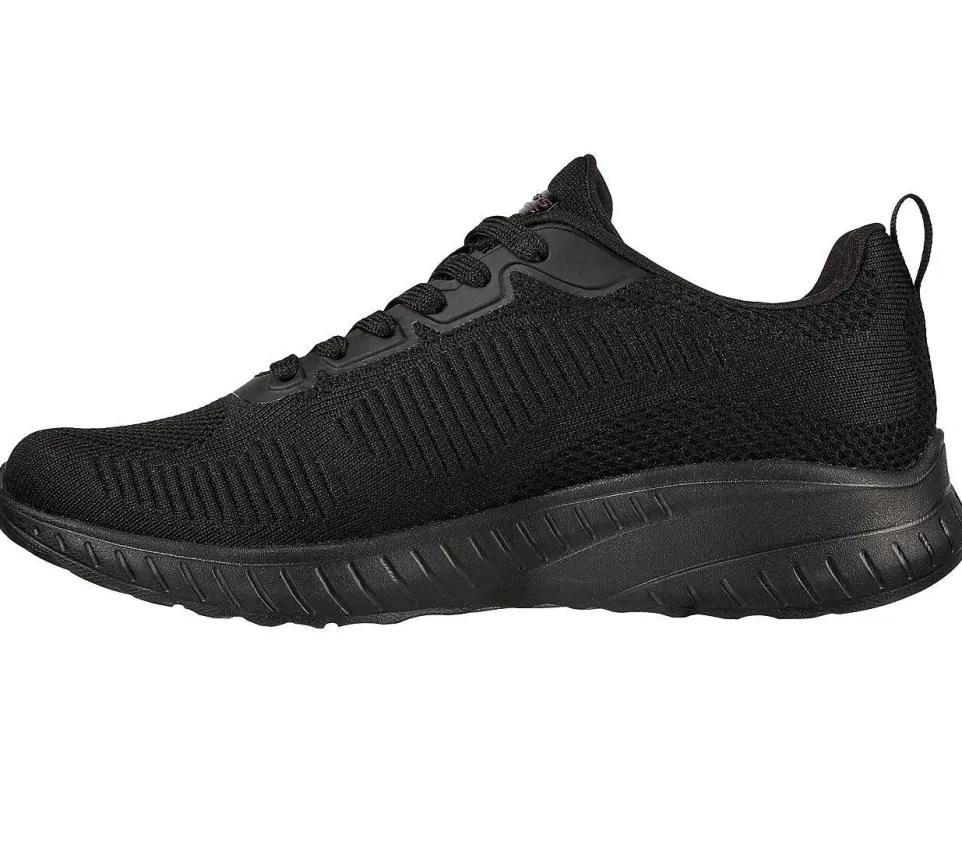 Womens Wide Fit Skechers Bobs Squad Chaos Face Off 117209 Vegan Trainers - Black