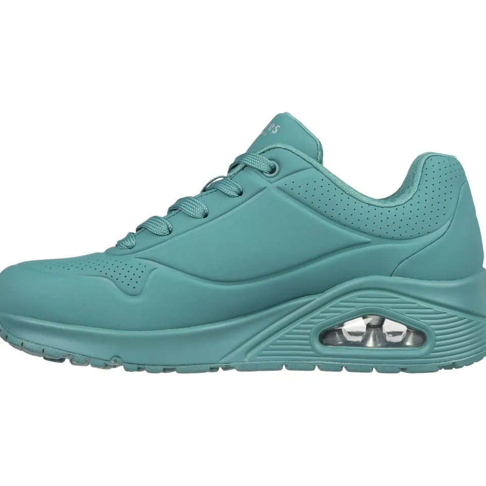 Women's Wide Fit Skechers 73690 Uno Stand On Air Sports Trainers - Teal