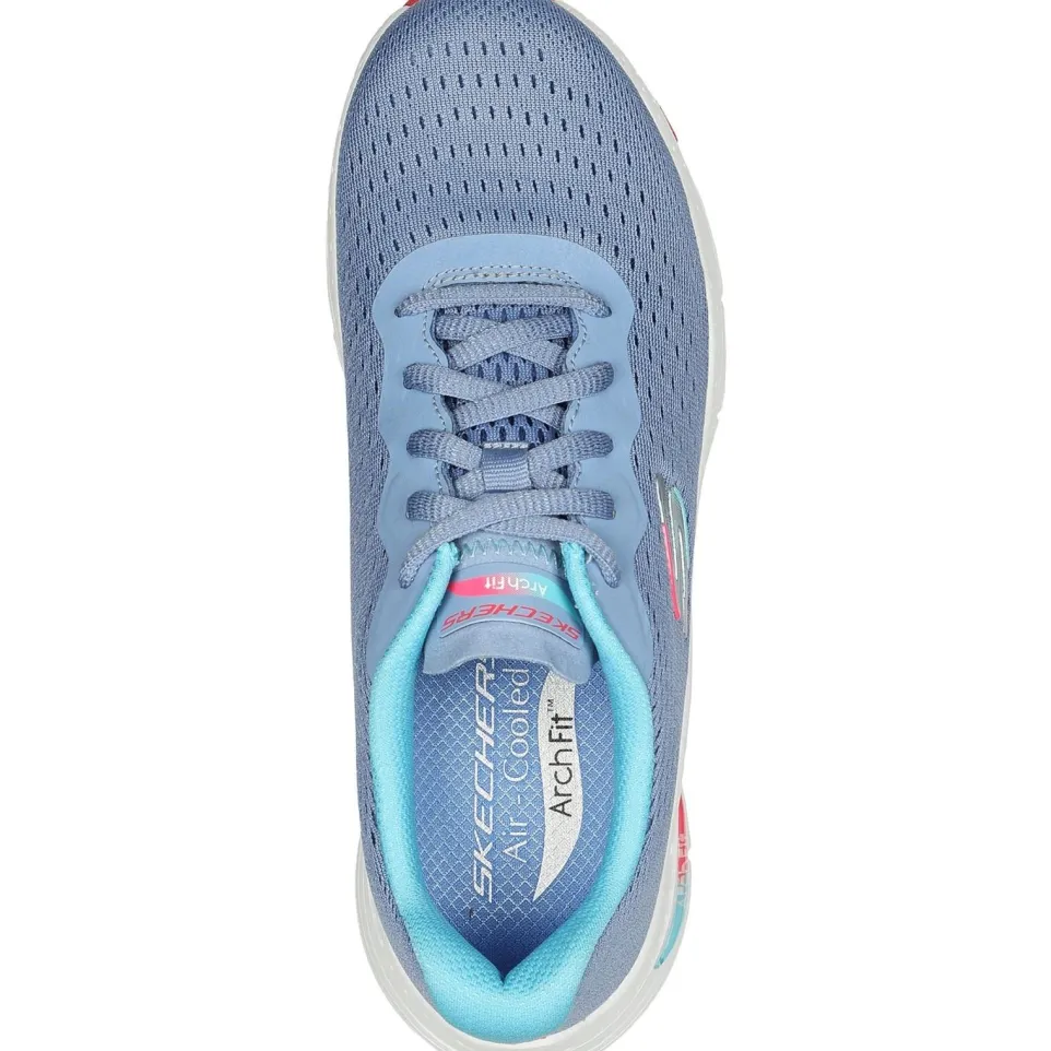 Women's Wide Fit Skechers 149722 Arch Fit Infinity Cool Trainers - Blue/Multi