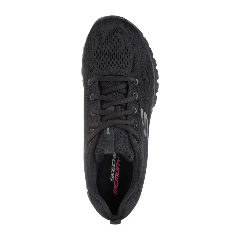 Women's Wide Fit Skechers 12615 Graceful Get Connected Sports Trainers - Black
