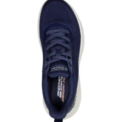 Women's Wide Fit Skechers 117470 Bobs Squad Waves Sports Trainers - Navy