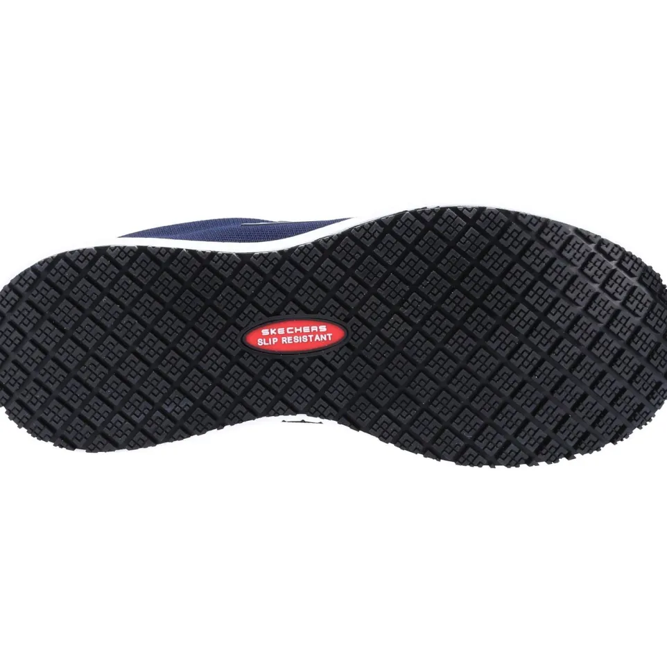Women's Wide Fit Skechers 77222EC Squad SR Occupational Trainers - Navy