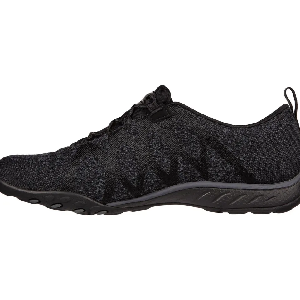Women's Wide Fit Skechers 100301 Relaxed Fit Breathe Easy Infi Knity Trainers - Black