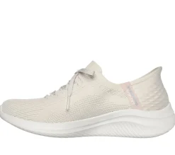 Women's Wide Fit Skechers 149710 Slip-ins Ultra Flex 3.0 Brilliant Trainers - Natural