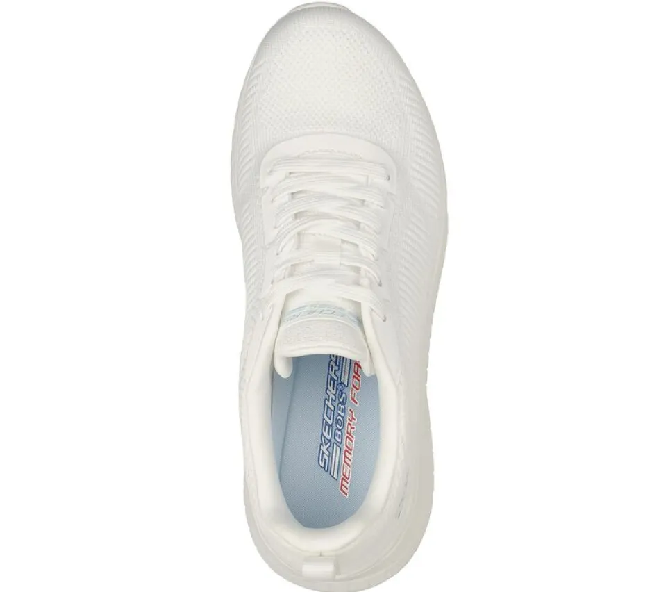 Womens Wide Fit Skechers Bobs Squad Chaos Face Off 117209 Vegan Trainers - Off White