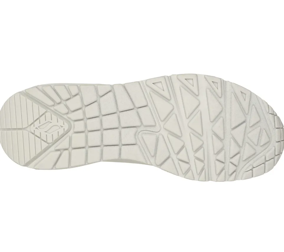 Women's Wide Fit Skechers 73690 Uno - Stand On Air Walking Street Wear Trainers - Off White