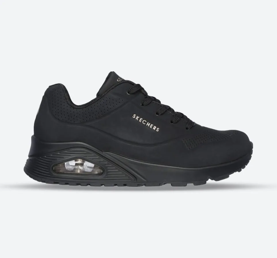 Women's Wide Fit Skechers 73690 Uno - Stand On Air Walking Street Wear Trainers