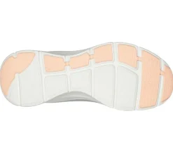 Women's Wide Fit Skechers 149686 Relaxed Fit Arch Fit D'lux Trainers - Gray/Coral